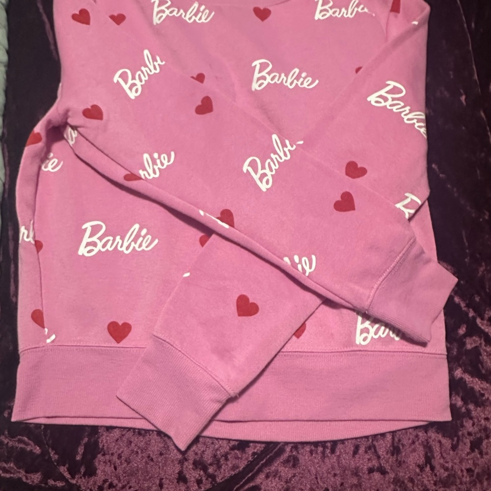 Barbie Pink Sweatshirt with Red Hearts